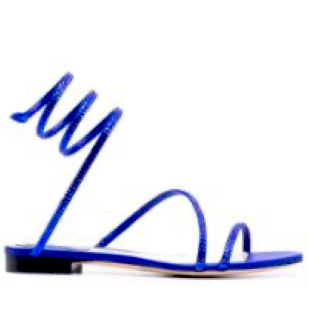 Renè Caovilla Cleo crystal-embellished flat sandals Bluette